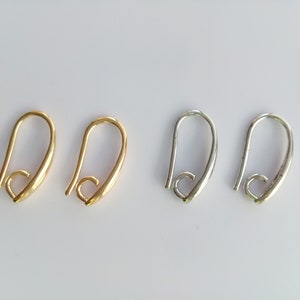 Wholesale gold plated smooth french fishhook earring hooks, diy earring making supplies, 8x14mm