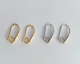 Wholesale gold plated smooth french fishhook earring hooks, diy earring making supplies, 8x14mm
