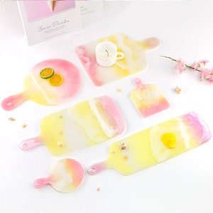 Round/Square/Rectangle Japanese Style Handle Coaster Resin Silicone Mold Fruit Tray Dinner Plate Silicone Mold