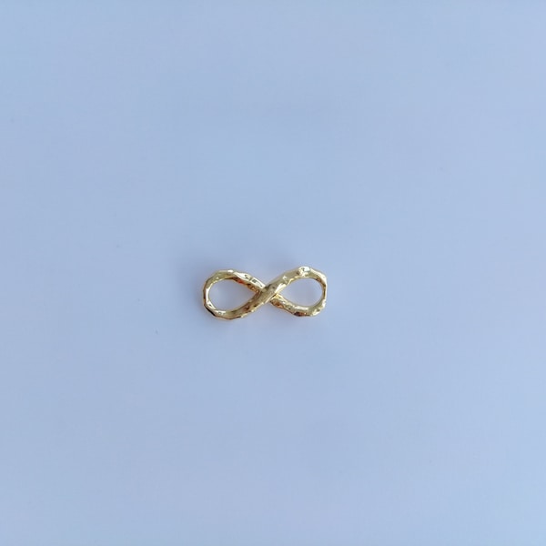 Wholesale gold plated small hammered infinity charms, jewelry making supplies, 6x14mm
