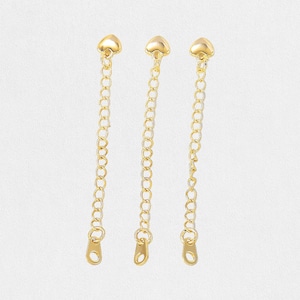 Gold Plated Heart Extender Chain, Extender Chain for Necklace Bracelet Jewelry Making, 3x55mm, Wholesale Jewelry Making Supplies