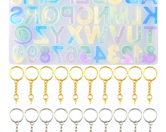 26 Alphabet Letters & 0-9 Arabic Number Silicone Mold Letter Keychain Pendant Silicone Mold Resin Epoxy Keychain Making Supplies