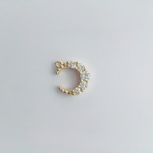 Wholesale gold plated cz paved moon charms, moon necklace charms, 10x12mm, jewelry making supplies