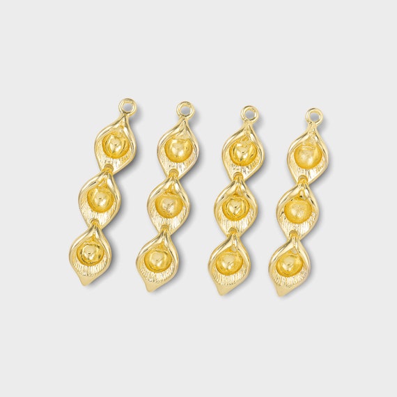 Gold plated long lily charms, jewelry making supplies wholesale, 9x40mm