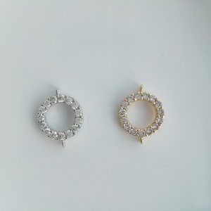 Wholesale round cz paved circle connector charms, jewelry making supplies, gold or silver, S/M/L