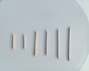 Gold plated brass smooth rod connector pendant, 11~45mm, gold or silver, jewelry making supplies wholesale