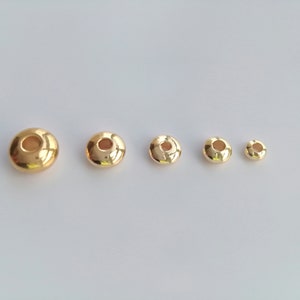 Gold plated brass small saucer spacer beads for jewelry making, 3/4.5/5/6/7mm