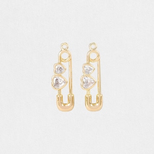 Gold plated brass metal zircon jewelry pin charms wholesale, charms for necklace bracelet earrings, 7x20mm, jewelry making supplies