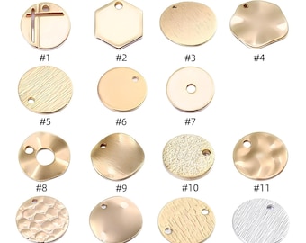 Dijes de disco dorado, dijes hexagonales, dijes chapados grabables para collares y pulseras, suministros para joyería al por mayor.