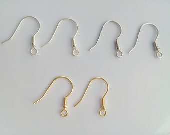 Wholesale 925 sterling silver earring wires, french fish hook earring hooks, ear wires with spring & bead, 15x16mm, earring making supplies