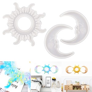 Sun Moon Mirror Silicone Mold Wall Decoration Resin Epoxy Hanging Mirror Silicone Mold