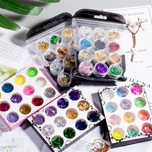 Nail art paillettes decorative polvere fine foglio di carta conchiglia carta frutta fette di argilla polimerica set da 12 colori