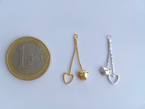 Wholesale Gold Plated Dangle Heart Chain Pendants for Necklace and