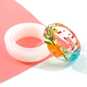 Flat/Round Dried Flower Bracelet Silicone Mold Resin Epoxy Bangle Silicone Mold 57/60/63/66/69/72mm