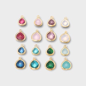 Wholesale teardrop faceted glass gemstone charms, 11mm/13mm, jewelry making supplies