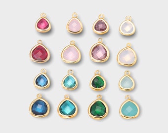 Venta al por mayor de dijes de piedras preciosas de vidrio facetado en forma de lágrima, 11 mm/13 mm, suministros para hacer joyas