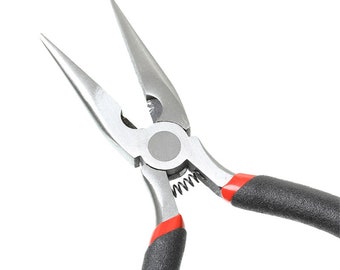 Hakko CHP PNB-2005 Long-Nose Angled Pliers, Pointed Nose, Flat Outside Edge, 45-Degree Angled Serrated Jaws, 32mm Jaw Length, 1.2mm Nose Width, 3mm Thick Steel