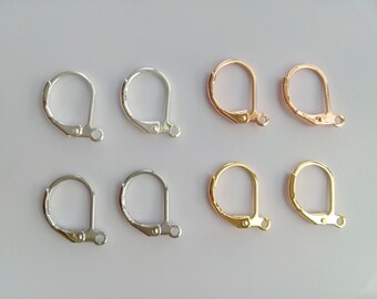Wholesale gold plated brass leverback earring hooks, hinged ear wire findings, diy earring making supplies, 10x13mm