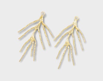Wholesale 18k gold plated branch pendants, 25x41mm, jewelry making supplies