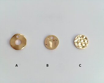 Wholesale gold plated mini round disc charms, hammered disc charms, diy jewelry making supplies