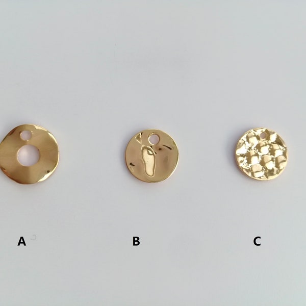 Wholesale gold plated mini round disc charms, hammered disc charms, diy jewelry making supplies