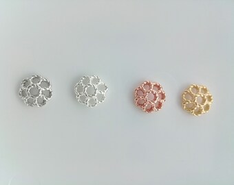 Wholesale gold plated brass twisted flower bead caps, 8x8mm, diy jewelry making supplies, gold/silver/rose gold/white gold