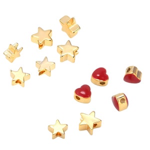 5mm 6mm Gold plated Heart Beads, Star Shaped Beads, Necklace Beads Wholesale, Beads Bracelet, Jewelry Making Supplies