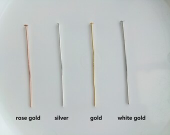 Wholesale gold plated flat end T shape head pins, 20/25/30/35/40/45mm, gold/silver/rose gold/white gold, jewelry making supplies