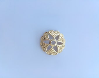 Grandi tappi di perline a cupola in filigrana placcati in oro all'ingrosso, grandi tappi di perline di fiori cavi, 19x19mm, forniture per la creazione di gioielli fai da te