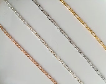 Wholesale gold plated brass figaro chains, 1 Meter(3.3 Feet), diy jewelry making supplies