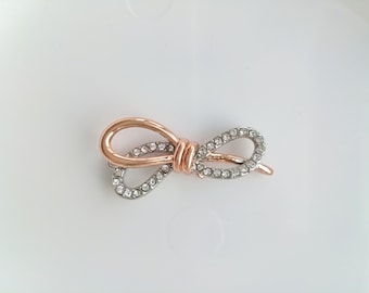 Wholesale rose gold clear zircon paved bow pendant, bow necklace pendant, 30x14mm, jewelry making supplies