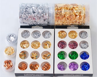 Tin Foil Paper Fragment Gold Silver Foil Paper DIY Resin Epoxy Craft Coaster Nail Art Decor