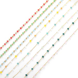 Wholesale Gold Plated Beaded Chains for Jewelry Making, 1 Meter(40 inches)