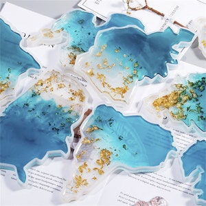 Siete Continentes Mapa Posavasos Silicona Molde Resina Epoxi Oceanía América del Sur África Asia Europa Antártida América del Norte EE.UU. MD3420-MD3427