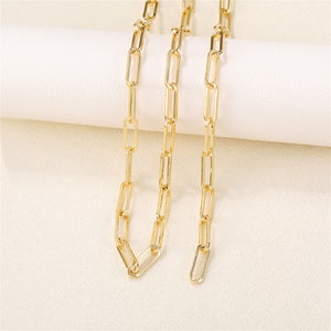 Gold Plated Rectangle Link Cable Chain, Metal Link Cable Chain, Oval Paperclip Chain 1 Meter(40 inches), Wholesale Jewelry Making Supplies