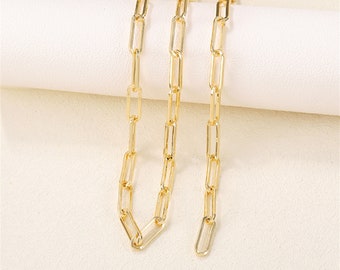 Gold überzogene Rechteck-Verbindungskabelkette, Metallverbindungs-Kabelkette, Oval-Büroklammerkette 1 Meter (3.3 Fuß), Großverkauf-Schmuckherstellungszubehör