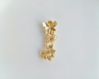 Wholesale gold plated leaf branch pendant, plant pendant, 11x23.5mm, diy jewelry making supplies
