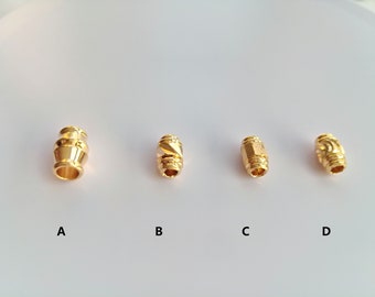 Wholesale gold plated tube spacer beads, barrel cylinder spacer beads, metal hollow column bead with hole,  6/6.5/7.5mm, beading supplies