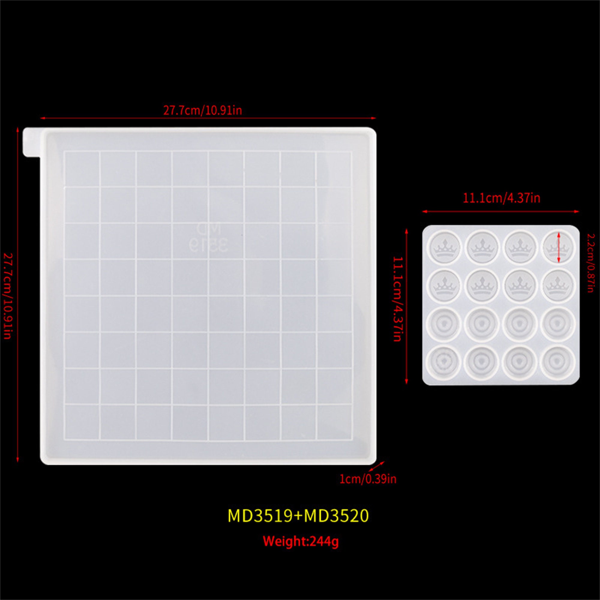 Schachbrett Silikonform Klein 18x18cm - Epoxidharz Form Für DIY Schachbretter