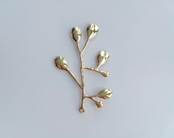 Wholesale gold plated tree branch pendant, leaf branch necklace pendant, 22x37mm, diy jewelry making supplies