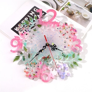 DIY Resin Flower Clock Silicone Mold Mirror Effect Clock Silicone Mold