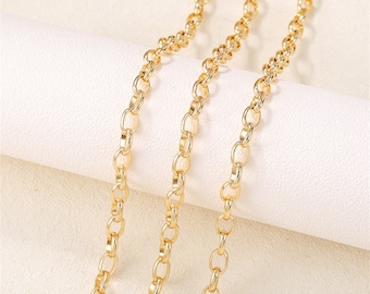 Wholesale gold plated brass cable chains, 1 Meter=3.3 Feet, diy jewelry making supplies