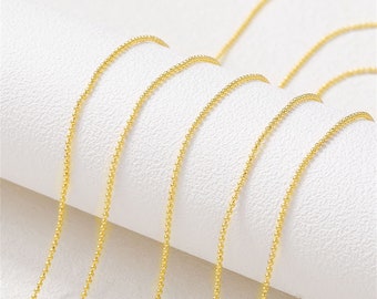 Wholesale Gold Plated 1MM Ball Beaded Chains, 1 Meter(3.3 Feet), DIY Jewelry Making Supplies