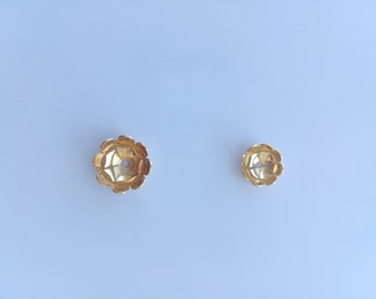 Cappucci con perline di fiori a petalo liscio in ottone placcato oro all'ingrosso, cappucci con perline a cupola, 8mm/10mm, forniture per creazione di gioielli