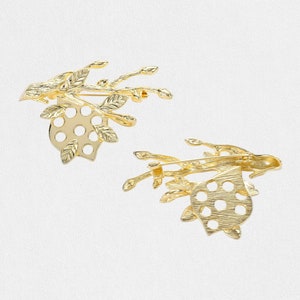 金メッキの空白のツリーブローチ、DIYコサージュブローチ、空白のジュエリーピン卸売、55 x 38 mm、ジュエリー製作用品