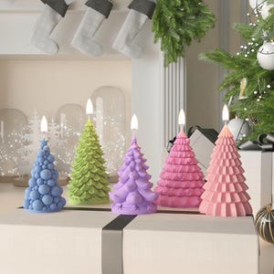 Christmas Tree Candle Silicone Mold 3D Gift Box Silicone Mold Epoxy Resin Crafts Santa Mold Christmas Reindeer Mold Pine Cone Silicone Mold