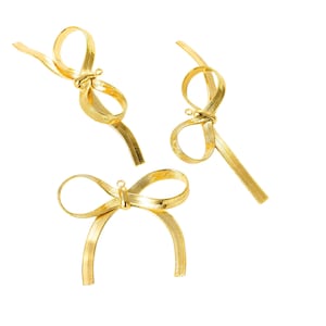 Gold plated bow knot charms, small bow shape charm pendants, 39x33mm, wholesale jewelry making supplies