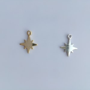 Gold plated brass smooth north star charms wholesale, 11x14mm, gold or silver, diy jewelry making supplies