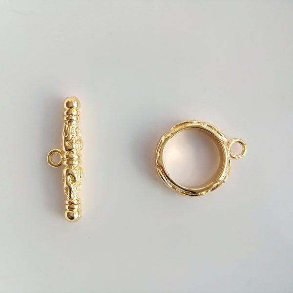 Wholesale gold plated antique toggle clasp for necklace, circle and bar OT connector, diy jewelry making supplies, 14x17.5mm