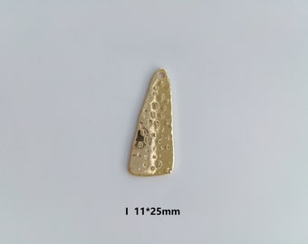 Gold plated hammered triangle charm pendant, charm for necklace bracelet earring making, 11x25mm, jewelry making supplies